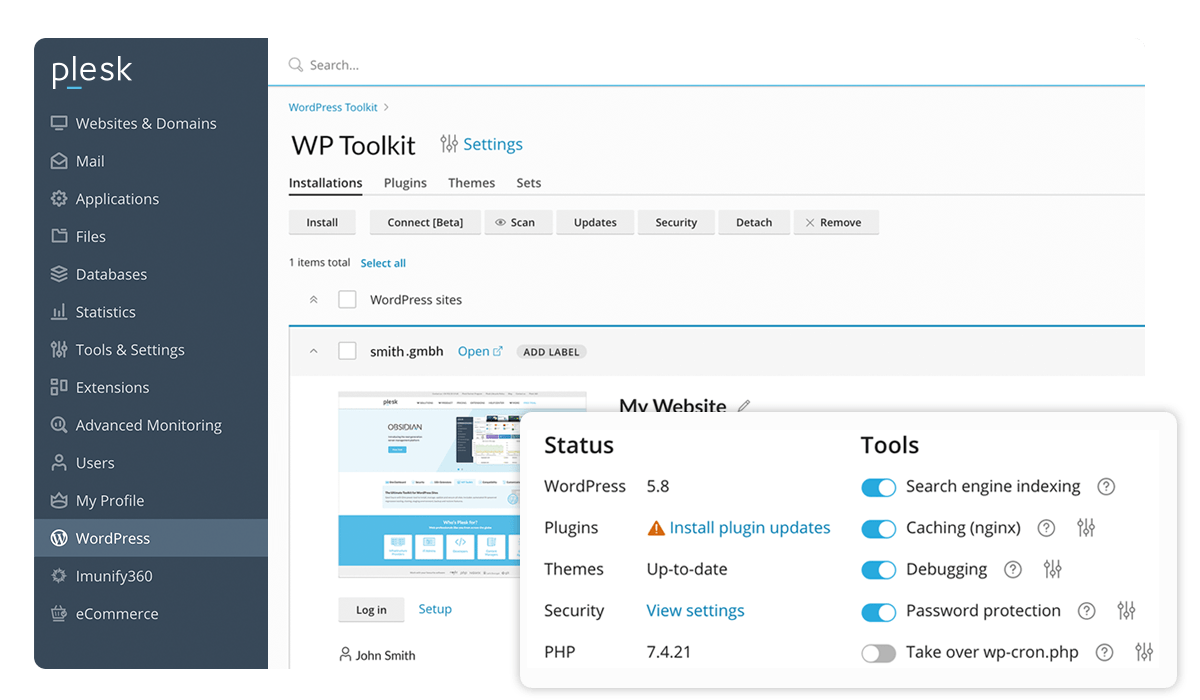 Plesk WordPress Toolkit