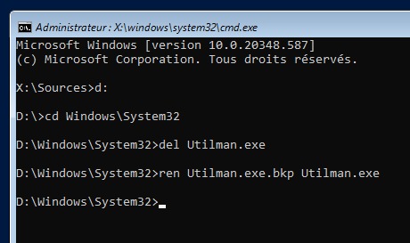 Restaurer Utilman.exe
